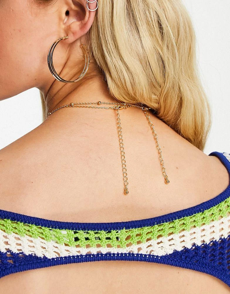 商品ASOS|ASOS DESIGN Curve 14k gold plated pack of 2 choker necklaces,价格¥92,第2张图片详细描述