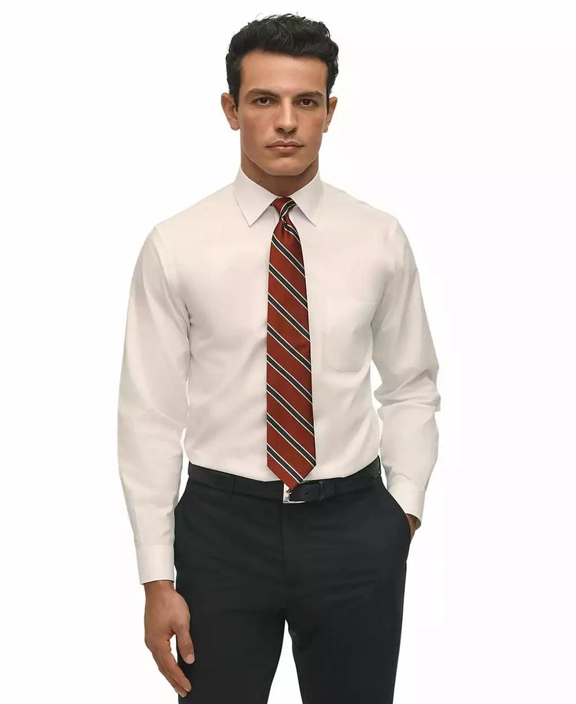 商品Brooks Brothers|Men’s Regular Fit Non-Iron Spread Collar Solid Pinpoint Dress Shirt,价格¥665,第1张图片