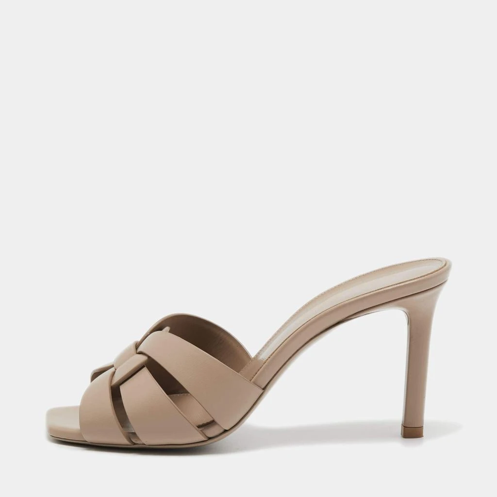 商品[二手商品] Yves Saint Laurent|Yves Saint Laurent Beige Leather Tribute Sandals Size 36,价格¥4042,第1张图片