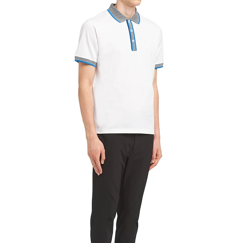 商品Prada|【预售3-7天】PRADA/普拉达 22年春夏 男士白色棉质撞色条纹细节短袖Polo衫UJN766_1ZP5_F0009_S_212,价格¥5517,第5张图片详细描述