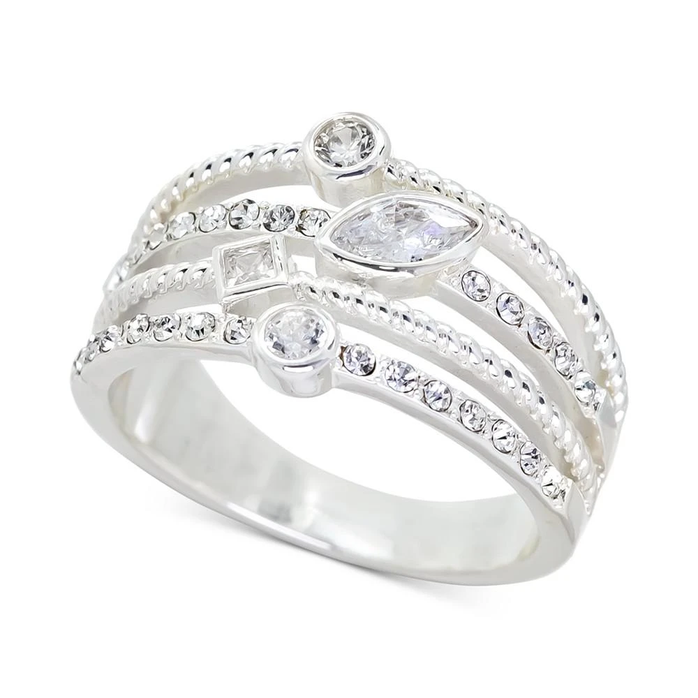 商品Charter Club|Silver-Tone Mixed Crystal Triple-Row Ring, Created for Macy's,价格¥89,第1张图片