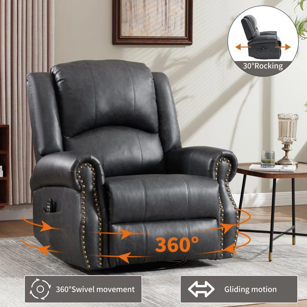 Streamdale Heat Massage Rocker Swivel Recliner Chair, Grey 商品