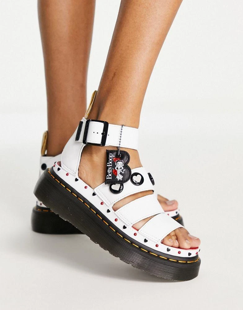 商品Dr. Martens|Dr Martens x Betty Boop Clarissa II Quad sandals in white,价格¥1182,第1张图片