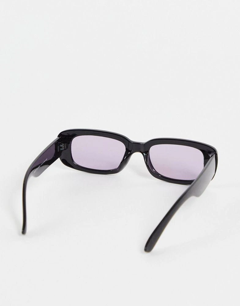 商品ASOS|ASOS DESIGN mid rectangle sunglasses with purple lens in black - BLACK,价格¥73,第2张图片详细描述