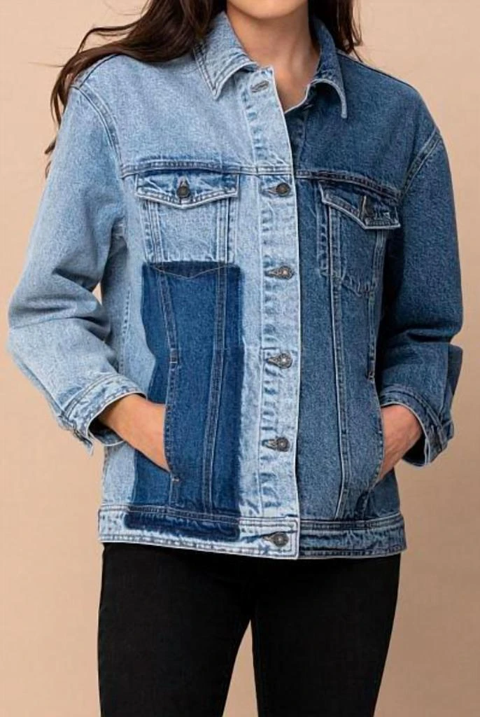 商品HIDDEN|Women's Patch Oversized Denim Jacket In Light Blue,价格¥438,第4张图片详细描述