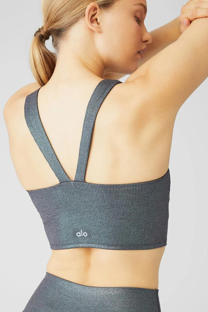 商品Alo|Alosoft Ribbed Shimmer Chic Bra Tank - Dark Grey Iridescent,价格¥476,第5张图片详细描述