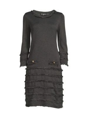 商品Karl Lagerfeld Paris|Fringe Button Sweater Dress,价格¥225,第3张图片详细描述