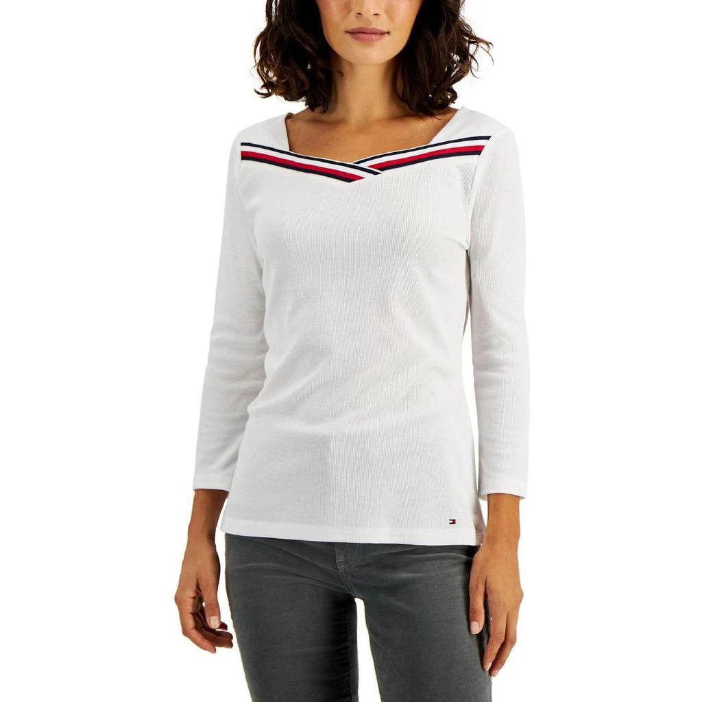 商品Tommy Hilfiger|Tommy Hilfiger Womens Knit Square Neck Pullover Top,价格¥201,第2张图片详细描述