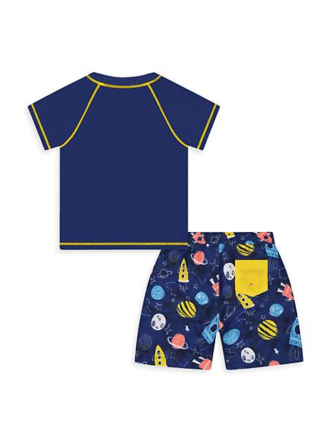 Little Boy's 2-Piece Rashguard T-Shirt & Boardshort Set商品第2张图片规格展示