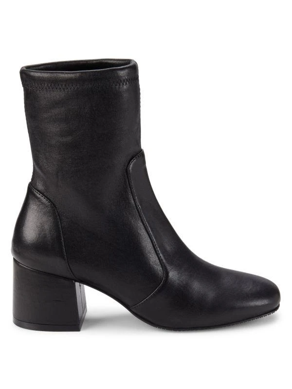 商品Stuart Weitzman|Sleek 60 Leather Block Heel Sock Booties,价格¥1085,第1张图片