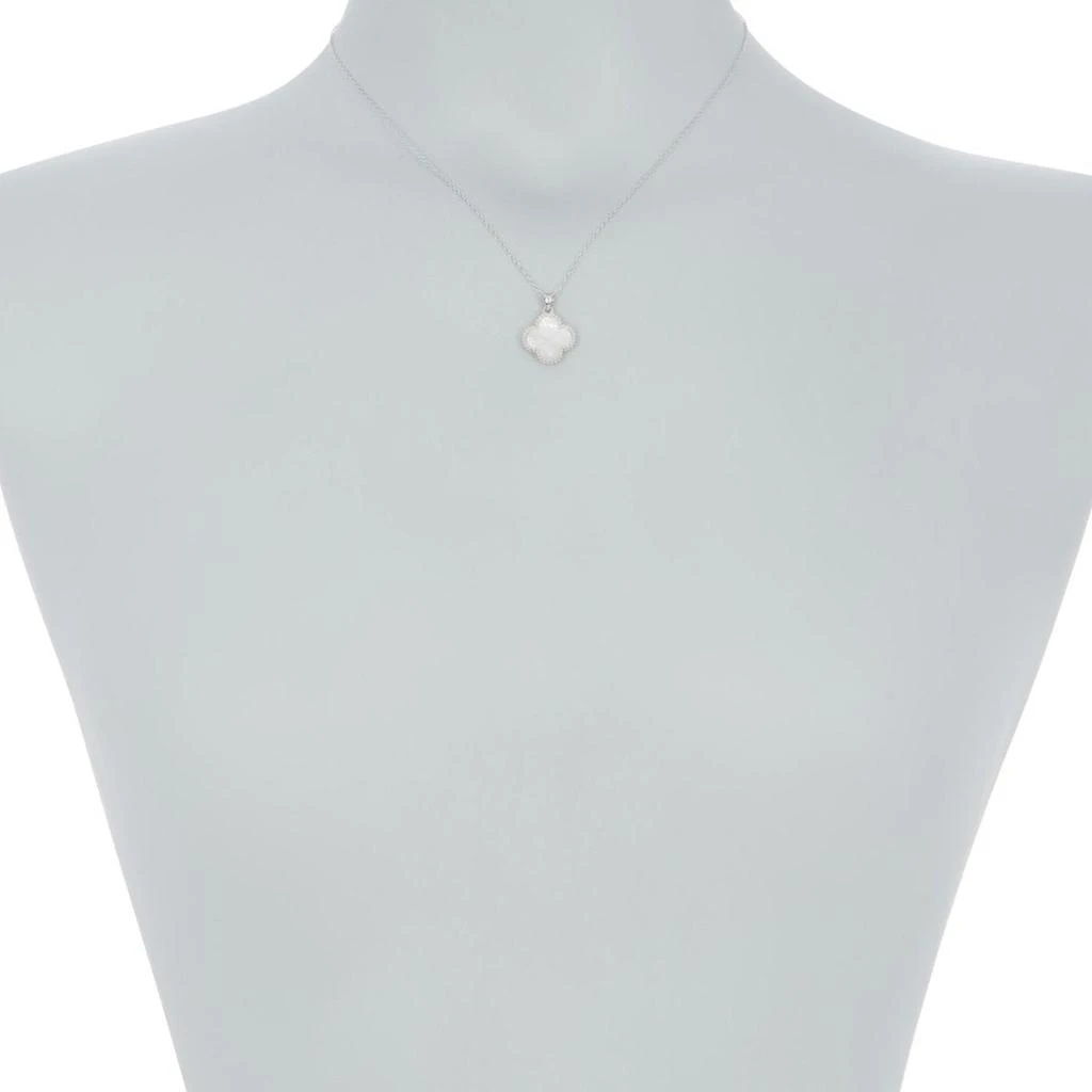 商品ADORNIA|Adornia White Quatrefoil Necklace White Rhodium Silver,价格¥336,第2张图片详细描述