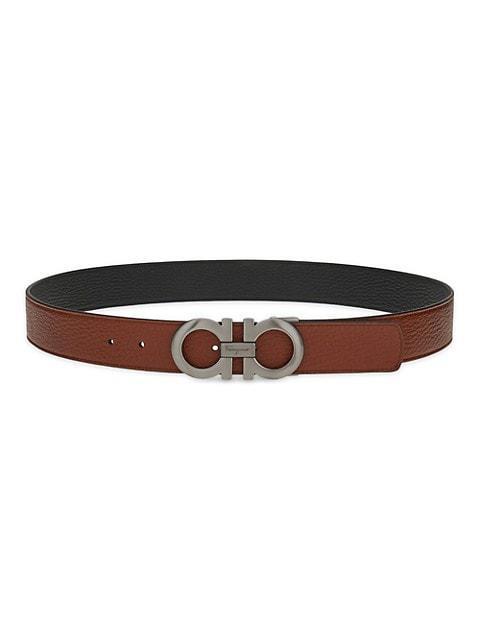 商品Salvatore Ferragamo|Double Adjustable Gancini Buckle Leather Belt,价格¥4049,第4张图片详细描述