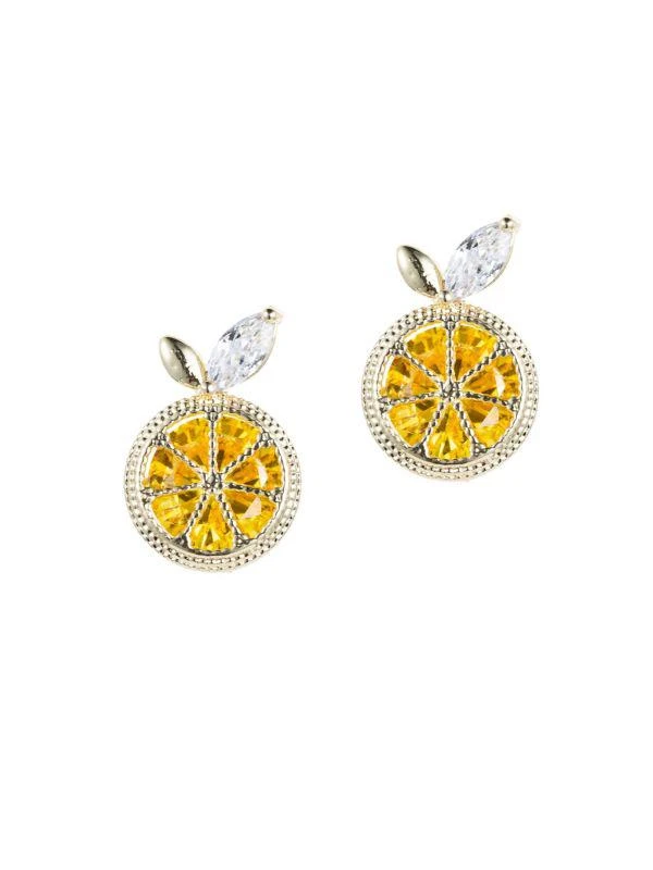 商品Eye Candy LA|Luxe Goldtone & Crystal Lemon Zest Stud Earrings,价格¥156,第1张图片
