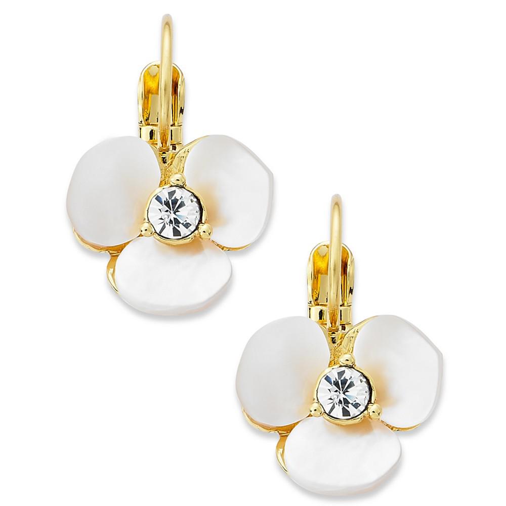 Earrings, Gold-Tone Cream Disco Pansy Flower Leverback Earrings商品第1张图片规格展示