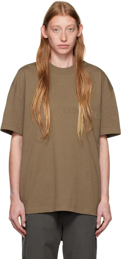 商品Essentials|Brown Flocked T-Shirt,价格¥321,第1张图片