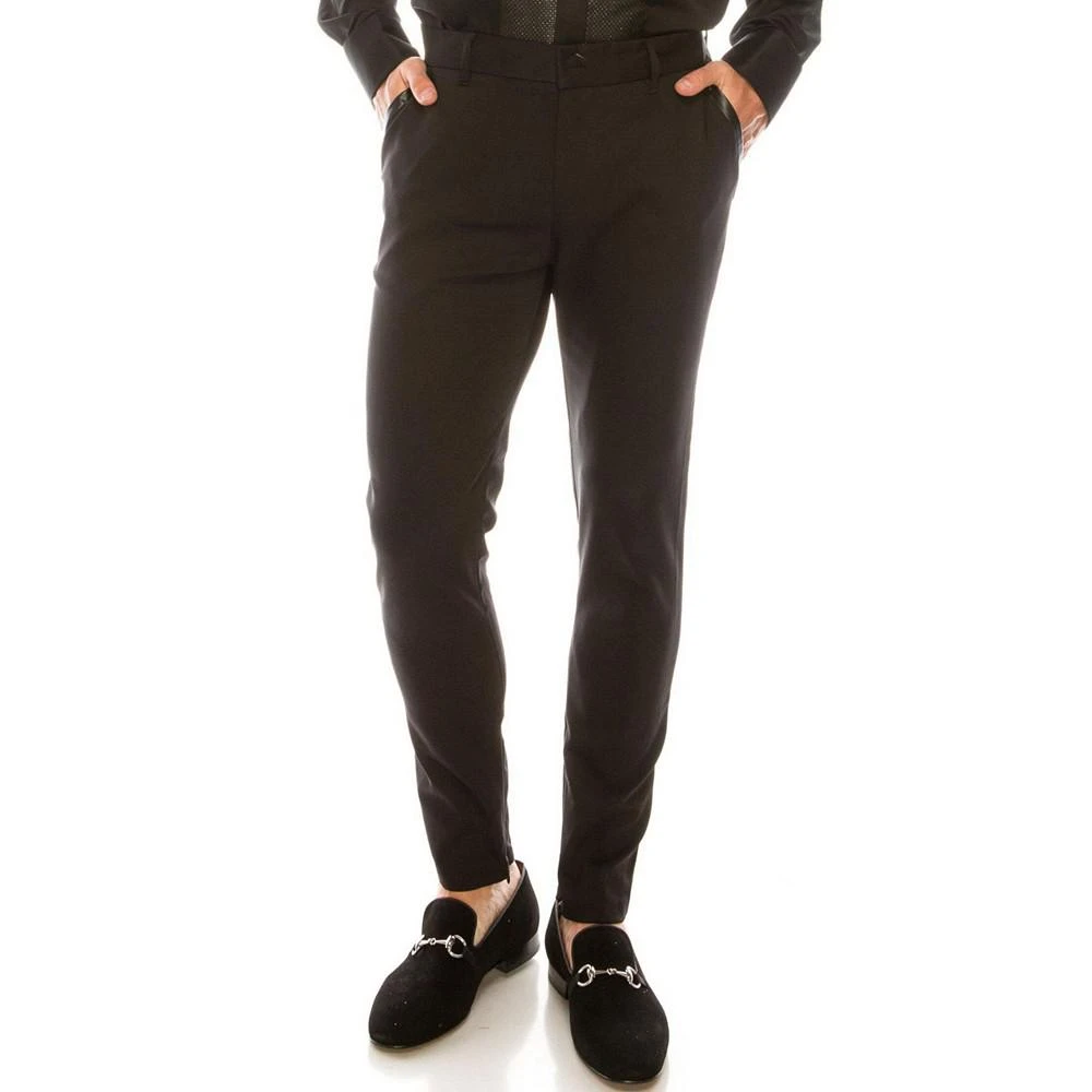 商品RON TOMSON|Men's Modern Leather Trim Tapered Trousers,价格¥1113,第1张图片