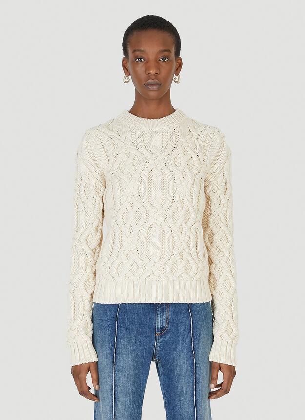 Flash Cable Knit Sweater in Cream商品第1张图片规格展示