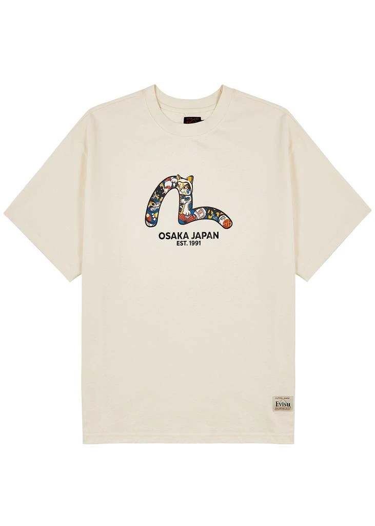 商品Evisu|Fortune Cat Hide-And-Seek printed cotton T-shirt,价格¥864,第1张图片