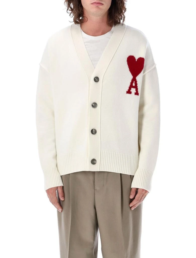 商品AMI|AMI Paris V-Neck Knitted Buttoned Cardigan,价格¥2642,第1张图片