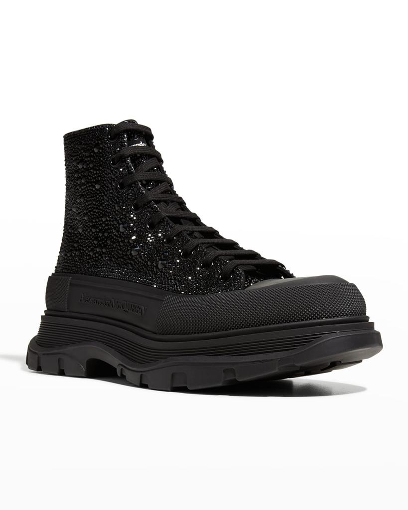 Men's Crystal-Embellished Leather Tread Slick Boots商品第2张图片规格展示