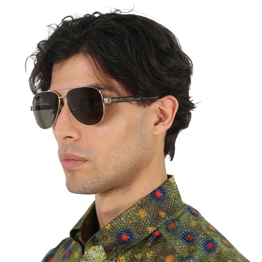 商品Gucci|Grey Pilot Men's Sunglasses GG0528S 006 63,价格¥1638,第2张图片详细描述