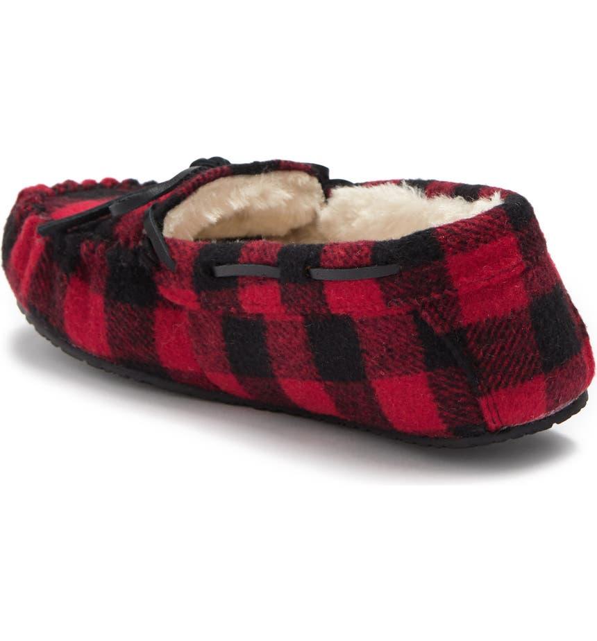 Petra Trapper Plaid Print Faux Shearling Lined Moccasin商品第2张图片规格展示