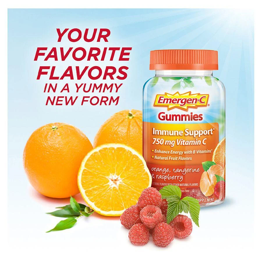 商品Emergen-C|Immune Support Gummies with 500 mg Vitamin C, Folic Acid, and B Vitamins Orange, Tangerine, Raspberry,价格¥150,第5张图片详细描述