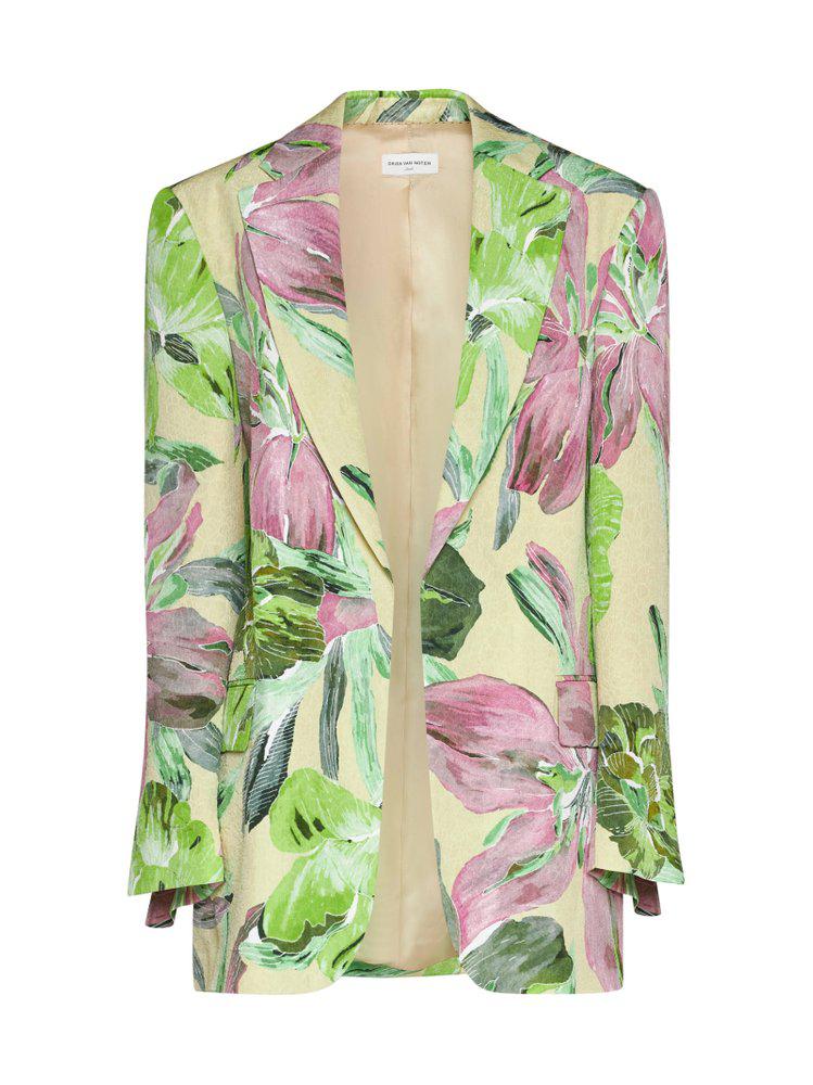 Dries Van Noten Floral Printed Long-Sleeved Blazer商品第1张图片规格展示