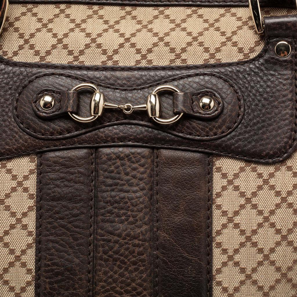 商品[二手商品] Gucci|Gucci Beige/Brown Diamante Canvas And Leather Large Horsebit Catherine Satchel,价格¥4806,第7张图片详细描述