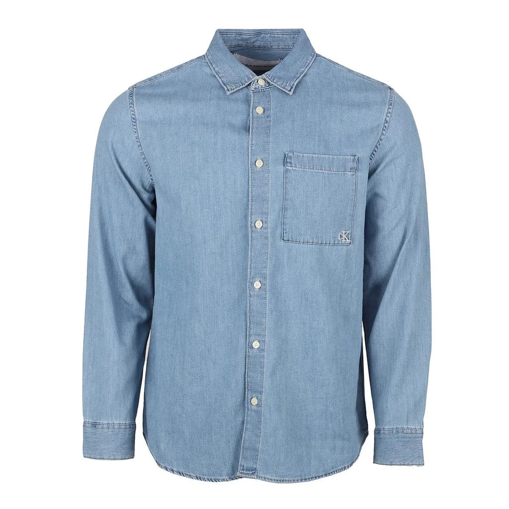 商品Calvin Klein|Calvin Klein Men's Long Sleeve Slanted Blue Denim Easy Fit Woven Shirt,价格¥129,第1张图片