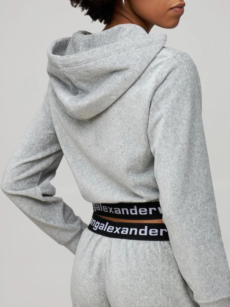 商品Alexander Wang|女式 徽标弹力灯芯绒短款连帽衫,价格¥1955,第2张图片详细描述