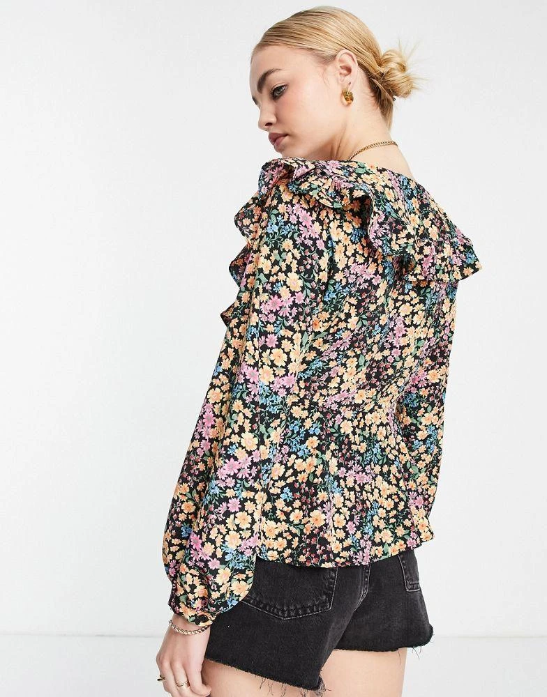 商品Topshop|Topshop floral wrap blouse in multi,价格¥125,第3张图片详细描述