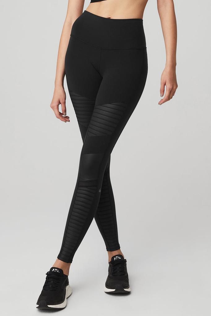 High-Waist Moto Legging - Black/Black Glossy商品第1张图片规格展示