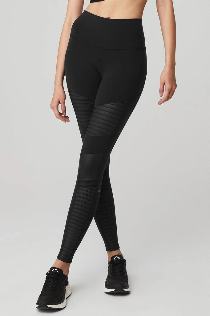 商品Alo|High-Waist Moto Legging - Black/Black Glossy,价格¥886,第1张图片