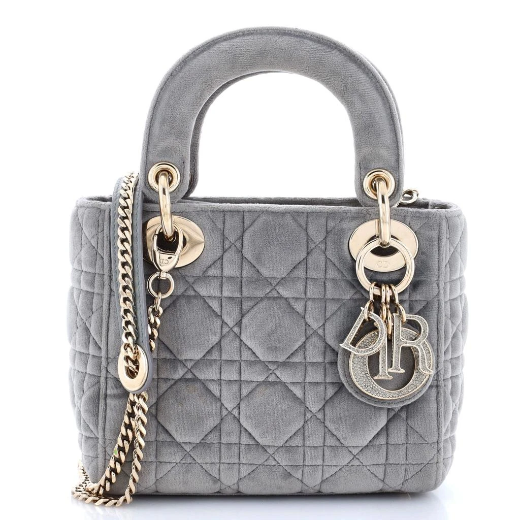 商品[二手商品] Dior|Lady Dior Chain Bag Cannage Quilt Velvet with Crystal Charms Mini,价格¥24026,第1张图片