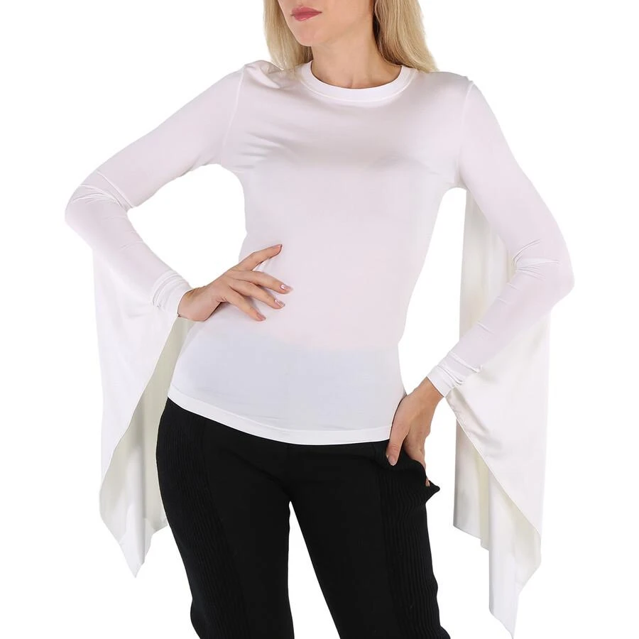 商品Burberry|Optic White Long-Sleeve Exaggerated Panel Draped Top,价格¥1034,第1张图片