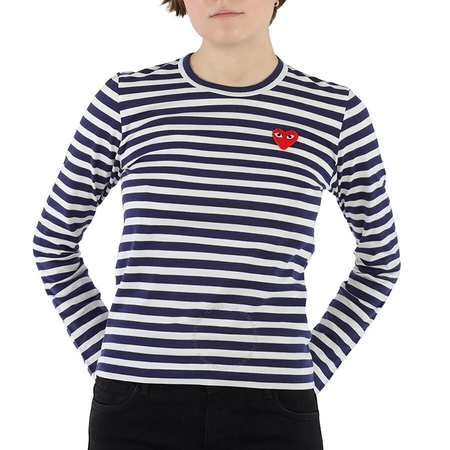 商品Comme des Garcons|Ladies Embroidered Heart Stripe Long-sleeve T-shirt,价格¥559,第1张图片