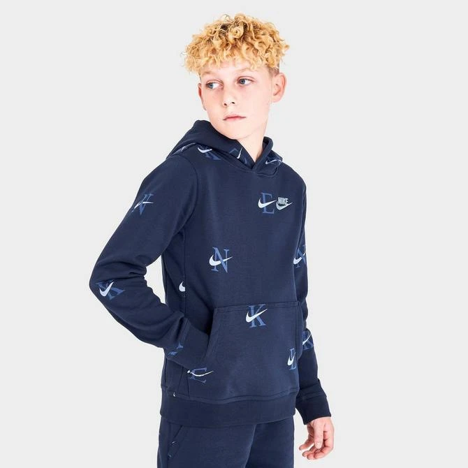 商品NIKE|Boys' Nike Sportswear Club Monogram Allover Print Pullover Hoodie,价格¥149,第3张图片详细描述