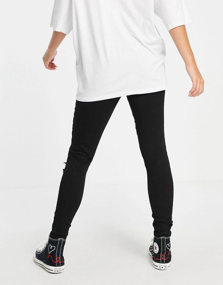 商品Topshop|Topshop Maternity over bump Jamie jeans with rips in black,价格¥160,第2张图片详细描述