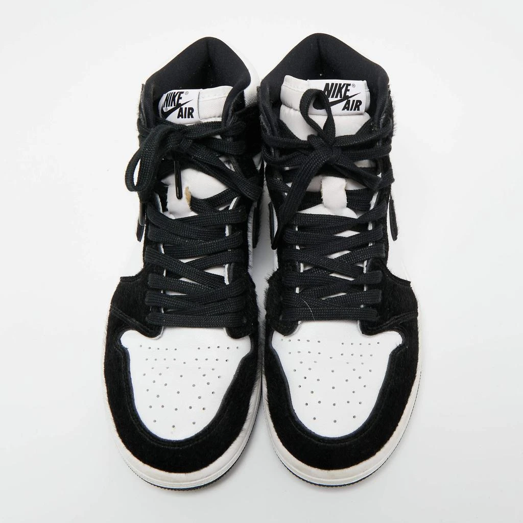 商品[二手商品] Jordan|Air Jordans Black/White Calf Hair And Leather 1 Retro COJP High Top Sneakers Size 38.5,价格¥2744,第3张图片详细描述