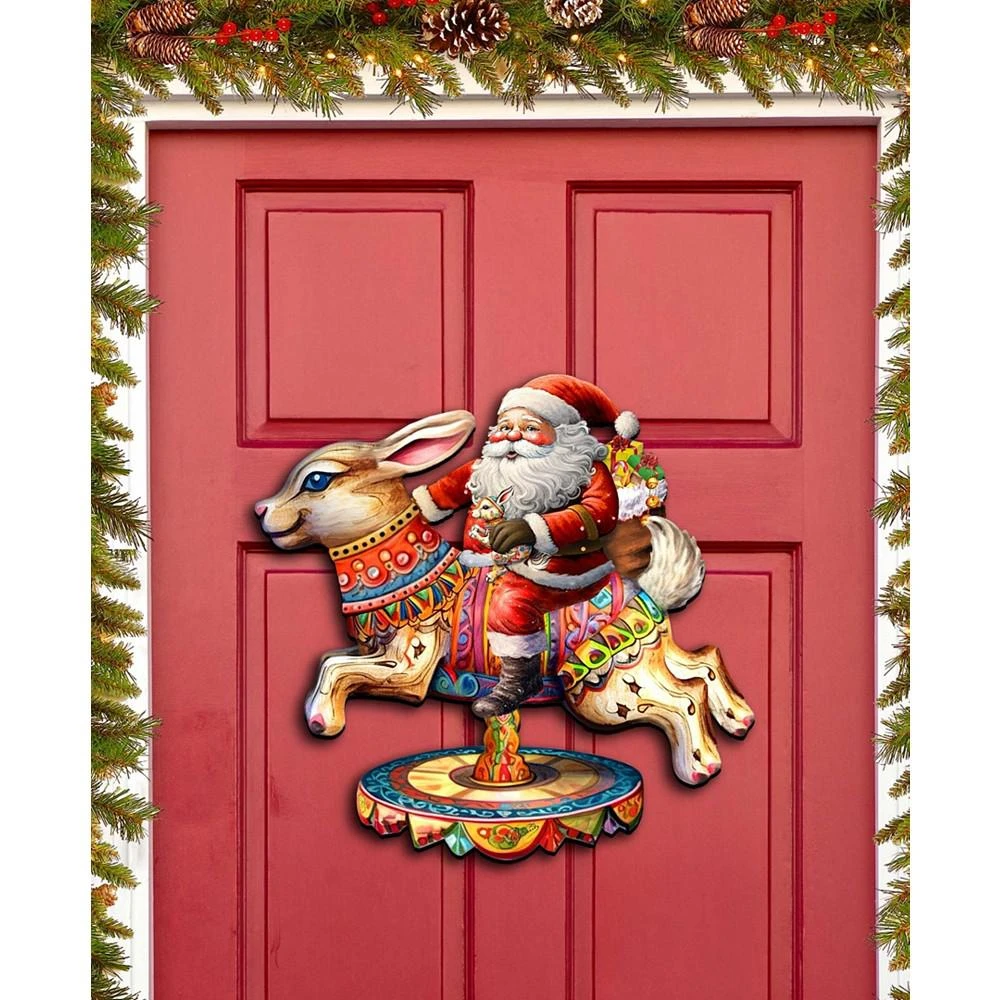 商品Designocracy|Christmas Santa Carousel Christmas Wooden Door Decor Wall Decor G. DeBrekht,价格¥1099,第2张图片详细描述