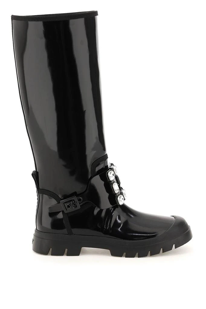商品Roger Vivier|Roger vivier walky viv leather boots with strass buckle,价格¥10603,第1张图片