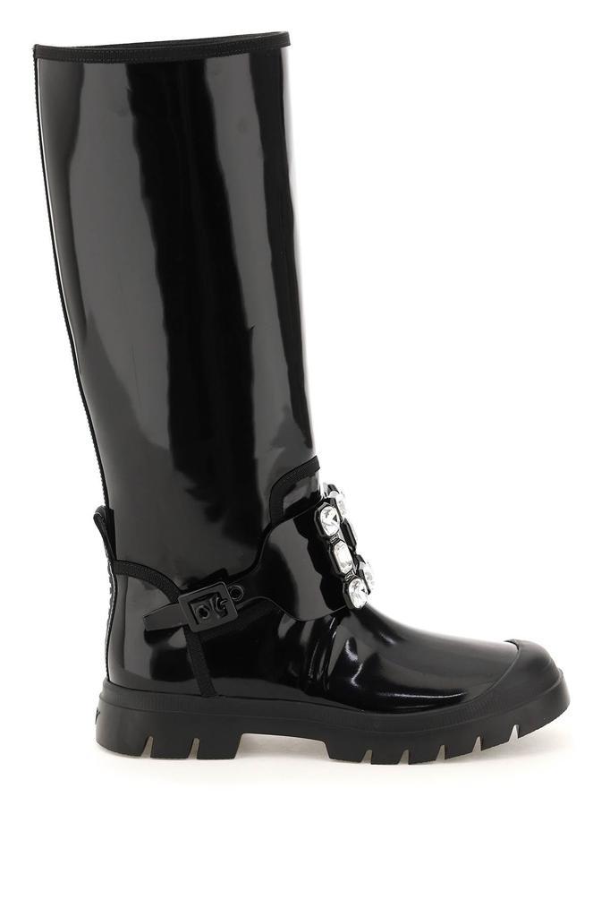 商品Roger Vivier|Roger vivier walky viv leather boots with strass buckle,价格¥8659,第1张图片