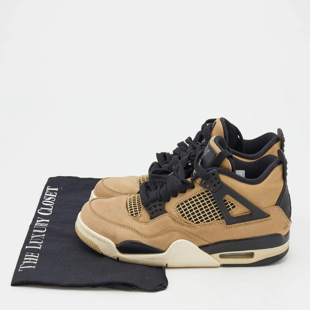 Air Jordans Beige/Black Nubuck Leather and Rubber Retro 4 High Top Sneakers Size 37.5 商品