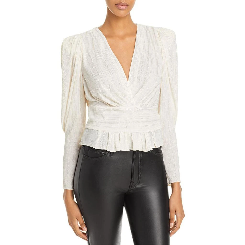 商品IRO|IRO Womens Metallic Faux Wrap Wrap Top,价格¥632,第1张图片
