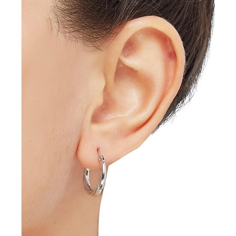 商品Macy's|Swirl Beaded Small Hoop Earrings in 14k White Gold,价格¥2161,第2张图片详细描述