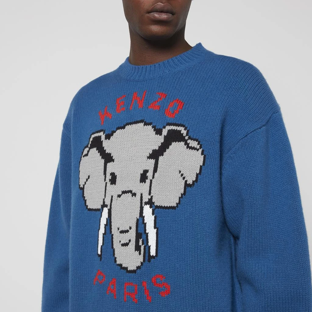 商品Kenzo|KENZO Pixel Elephant Intarsia-Knit Wool-Knit Jumper,价格¥1344,第4张图片详细描述