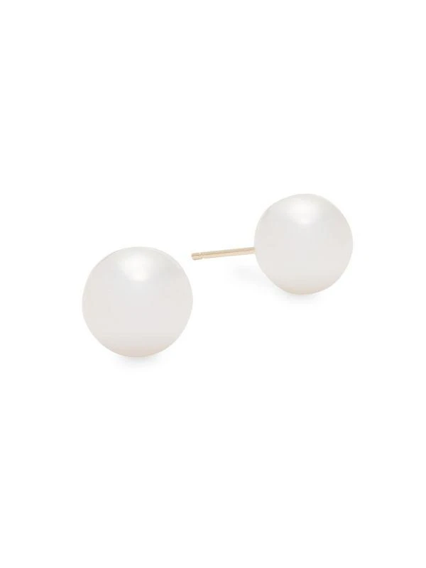 商品BELPEARL|8.5MM White Round Akoya Cultured Pearl and 14K Yellow Gold Stud Earrings,价格¥772,第1张图片