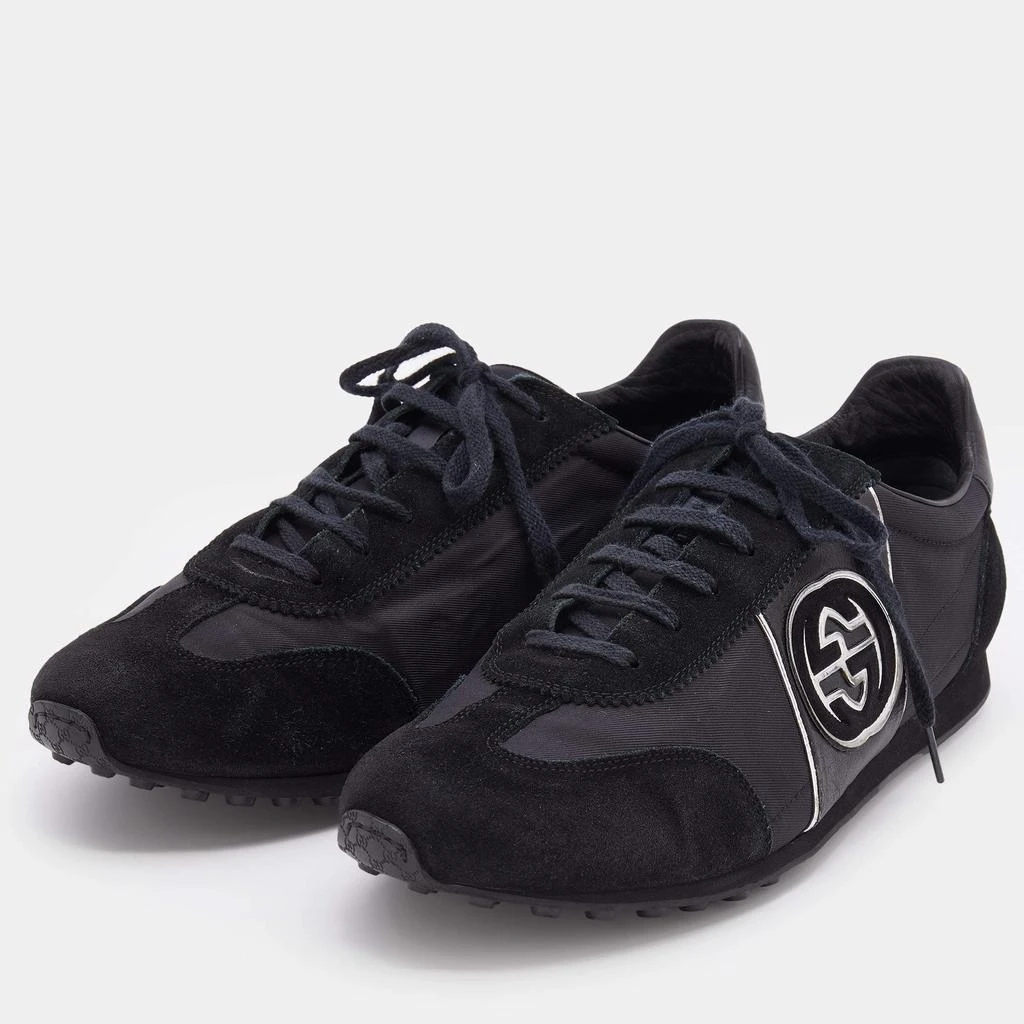 商品[二手商品] Gucci|Gucci Black Suede And Nylon GG Low Top Sneakers Size 44.5,价格¥3286,第2张图片详细描述