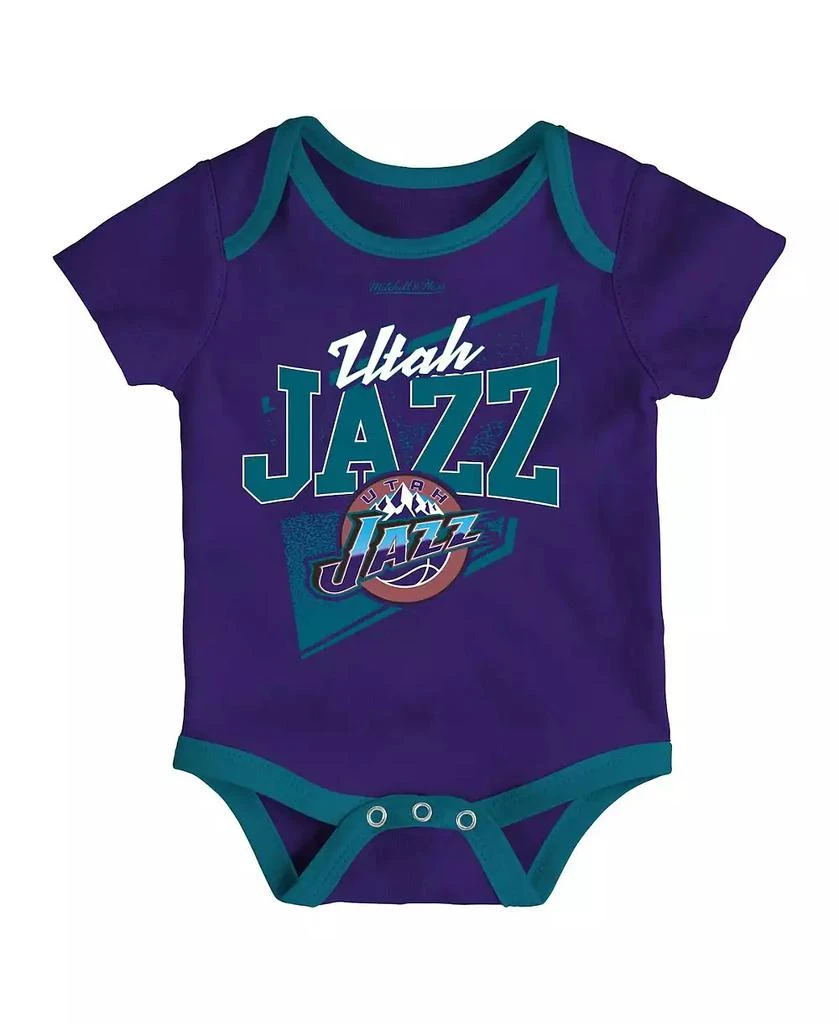 商品Mitchell & Ness|Infant Boys and Girls Purple, Teal Utah Jazz Hardwood Classics Bodysuits and Cuffed Knit Hat Set,价格¥299,第2张图片详细描述